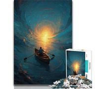 Boat Under The Night Sky Adult Jigsaw Puzzles 1000 Pieces,Family Game Stress Reliever Difficult Challenge Artists Collection,Fine Art (38x26cm)