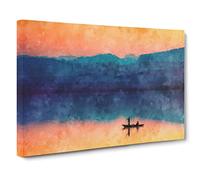 Boat Under The Sunset Vol.3 Canvas Print | Gallery Wrapped 30mm Frame Wall Art | 30x20 inches | Ready to Hang | Modern Seascape Picture | Living Room Bedroom Lounge Office