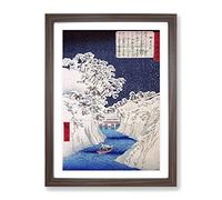 Boat Upon The River By Utagawa Hiroshige Asian Japanese Framed Print | A3 Walnut Framed Wall Art | Ready to Hang | Asian Vehicle Picture | Living Room Bedroom Lounge Office