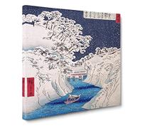 Boat Upon the River by Utagawa Hiroshige Canvas Print | Gallery Wrapped 30mm Frame Wall Art | 20x20 inches | Ready to Hang | Asian Seascape Picture | Living Room Bedroom Lounge Office