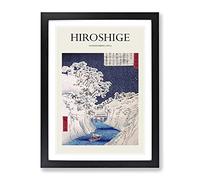 Boat Upon The River By Utagawa Hiroshige Exhibition Museum Asian Japanese Framed Wall Art Print, Ready to Hang Picture for Living Room Bedroom Home Office Décor, Black A2 (64 x 46 cm)