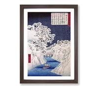 Boat Upon The River by Utagawa Hiroshige Framed Print | A2 Walnut Framed Wall Art | Ready to Hang | Asian Vehicle Picture | Living Room Bedroom Lounge Office