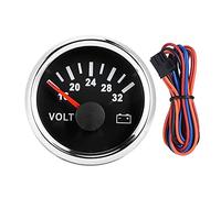 Boat Voltmeter, 52mm/2in 18-32V Volt Meter, Universal Voltmeter, 7 Colors Backlight 9-32V Working Voltage for Boat Car Truck Motorcycle(Black Silver Frame)
