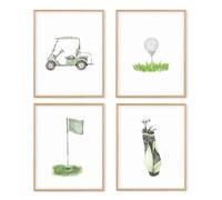 Boat Wades Golf Nursery Decor Unframed Wall Art Prints,Golf Flag Posters & Prints For Home Boy Room Decor,Green Sports Nursery Posters Pictures 8x10 Set Of 4