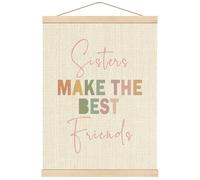 Boat Wades Pastel Sister Girly Room Wall Art Poster Hanger Frame, Gifts for Best Friend, Sisters Make the Best Friends Hanging Wall Decor for Girls Bedroom Dorm Nursery Playroom, 12x16 Inch