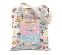 Boat Waves Sun Rays Lake Days Gift Summer Vacation Lake Life Gift Seaside Lakes Boating Travel Gift Tote Bag (Boat waves tote UK)