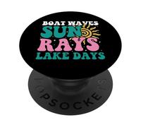 Boat Waves Sun Rays Lake Days Groovy Summer Vacation PopSockets Adhesive PopGrip