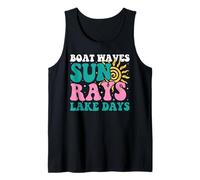 Boat Waves Sun Rays Lake Days Groovy Summer Vacation Tank Top