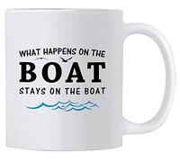 Boat What Happens On The Boat Stays On The Boat. Coffee Cups Funny Drinkware Classic Mugs for Milk Café Kitchen 330Ml