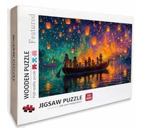 Boat Wooden Jigsaw Puzzles 156x105cm, Night View Jigsaw Puzzles 5000 Piece for Adults with Box, Educational Challenging Game, Gifts for Teens, Back Lettering Easy to Distinguish, Home Decor, M-3401