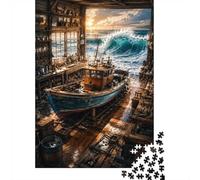 Boat Workshop Wave Jigsaw Puzzle, 1000 Pcs For Adults | 38x26cm Cardboard, Brain Workout, Accurate Cutting, Adult Hobbyists, Stress Reduction