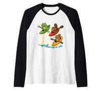 Boater Cross Frog Beaver Kayaking Raglan Baseball Tee