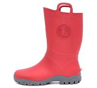 Boatilus Ducky Megol Children's Rain Boots, Galoshes, Garden Boots - 100% Waterproof, Scented Rubber, Non-slip size 13 uk child - 32/33 eu - Red/Grey