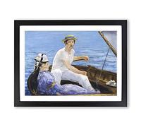 Boating By Edouard Manet Classic Painting Framed Print | A2 Black Framed Wall Art | Ready to Hang | Classic Historical Picture | Living Room Bedroom Lounge Office