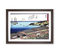 Boats at Sunset by Utagawa Hiroshige Framed Print | A2 Walnut Framed Wall Art | Ready to Hang | Asian Landscape Picture | Living Room Bedroom Lounge Office