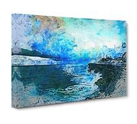 Boats Docked in the Harbour Canvas Print | Gallery Wrapped 30mm Frame Wall Art | 30x20 inches | Ready to Hang | Abstract Seascape Picture | Living Room Bedroom Lounge Office