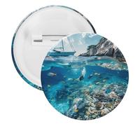 Boats Fish Animals Divers Brooch Pins Personalized Tinplate Badges Cute Lapel Pin Party Decorations 20PCS