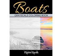 Boats Grayscale Coloring Book: Adult Coloring Book. Beautiful Images of Small Boats on the Beach.
