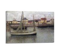 Boats Heyst Painter Masterpiece Poster by Henri Eugene Le Sidaner Artworks Canvas Room Aesthetic Wall Art Prints Home Modern Decor 12x18inch(30x45cm)