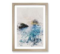 Boats in El Nido in The Philippines Watercolour Framed Print A2 Oak