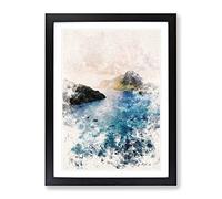 Boats In El Nido In The Philippines Watercolour Modern Framed Wall Art Print, Ready to Hang Picture for Living Room Bedroom Home Office Décor, Black A3 (34 x 46 cm)