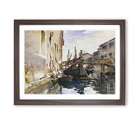 Boats In Giudecca By John Singer Sargent Classic Painting Framed Wall Art Print, Ready to Hang Picture for Living Room Bedroom Home Office Décor, Walnut A2 (64 x 46 cm)