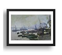 Boats in Port of London, 1871 by Claude Monet, vintage art, framed A3 reproduction poster print in 17x13 inch frame