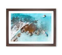 Boats In The Dominican Republic Modern Art Framed Print | A2 Walnut Framed Wall Art | Ready to Hang | Modern Nature Picture | Living Room Bedroom Lounge Office