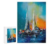 Boats in The Sunset Light Wooden Art Puzzle, 300 PCS for A Rewarding Weekend Challenge
