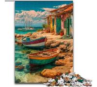 Boats on Resort Island JigsawPuzzle 1000 Pieces for Adults, Challenging Game And Family Play Artists Collection, Fine Art for Age 14 Years Up (50x75cm)