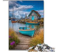 Boats on Resort Island Puzzles for Adults And Teenagers, for Age 14 Years And over Stress Relief Christmas Game Presents for Women (26x38cm)