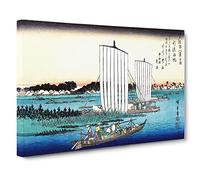 Boats Returning To Gyotoku By Utagawa Hiroshige Canvas Print | Gallery Wrapped 30mm Frame Wall Art | 24x16 inches | Ready to Hang | Asian Beach Picture | Living Room Bedroom Lounge Office