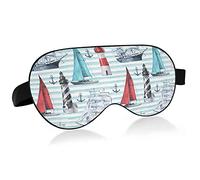 Boats Ships Vessels Nautical Acnhors Light House Eye Masks Cover Blocks Light Sleep Mask Shade Cover Blindfold Relaxing Eyeshade Cover with Adjustable Head Strap for Men Women Kids