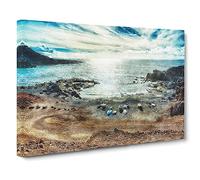 Boats Upon A Beach In Lanzarote Canvas Print | Gallery Wrapped 30mm Frame Wall Art | 30x20 inches | Ready to Hang | Coastal Seascape Picture | Living Room Bedroom Lounge Office