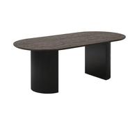 Boavista Dark Wood 8 Seater Fluted Oval Double Pedestal Dining Table - 210cm