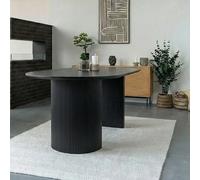 Boavista Dining Table - Oval - Fluted Double Pedestal - 8 Seater - 210cm - Dark Wood