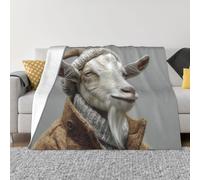 BOAXXL 40"x30" Micro Fleece Blanket Flannel Throw for Home, Sofa, Travel, Foldable Winter Serious Old Goat Print Blanket