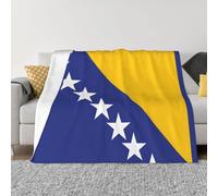 BOAXXL 60"x50" Micro Fleece Blanket Flannel Throw for Home, Sofa, Travel, Foldable Winter Flag of Bosnia and Herzegovina Print Blanket