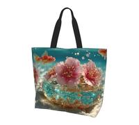 BOAXXL Fishes in Bloom Women's Shoulder Bag Stylish Simple Light Durable Tote Bag for Daily Commuting and Shopping