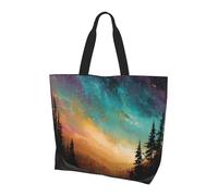 BOAXXL Forest Aurora Women's Shoulder Bag Stylish Simple Light Durable Tote Bag for Daily Commuting and Shopping