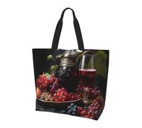BOAXXL Grapes and Wine Women's Shoulder Bag Stylish Simple Light Durable Tote Bag for Daily Commuting and Shopping