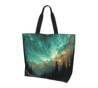 BOAXXL Green Aurora Women's Shoulder Bag Stylish Simple Light Durable Tote Bag for Daily Commuting and Shopping