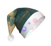 BOAXXL LED Christmas Hat â€“ Plush Santa Hat with Fashion Aqua Butterfly Print, Soft Skin-Friendly Design for Festival Party Wear