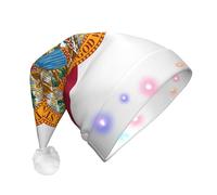 BOAXXL LED Christmas Hat â€“ Plush Santa Hat with Fashion Flag of Florida Print, Soft Skin-Friendly Design for Festival Party Wear