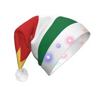 BOAXXL LED Christmas Hat â€“ Plush Santa Hat with Fashion Flag of Seychelles Print, Soft Skin-Friendly Design for Festival Party Wear