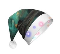 BOAXXL LED Christmas Hat â€“ Plush Santa Hat with Fashion Green Aurora Print, Soft Skin-Friendly Design for Festival Party Wear