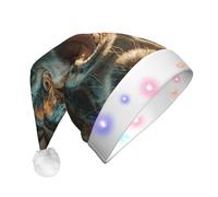 BOAXXL LED Christmas Hat â€“ Plush Santa Hat with Fashion Incredible Puppy Print, Soft Skin-Friendly Design for Festival Party Wear