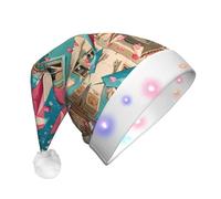 BOAXXL LED Christmas Hat â€“ Plush Santa Hat with Fashion Kite Town Print, Soft Skin-Friendly Design for Festival Party Wear