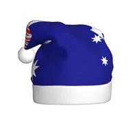 BOAXXL Plush Santa Hat with All-Over Australian flag Print, Soft Skin-Friendly Universal Size Festival Headwear for Adults