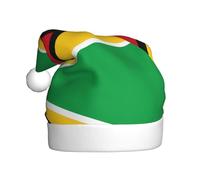 BOAXXL Plush Santa Hat with All-Over Flag of Guyana Print, Soft Skin-Friendly Universal Size Festival Headwear for Adults
